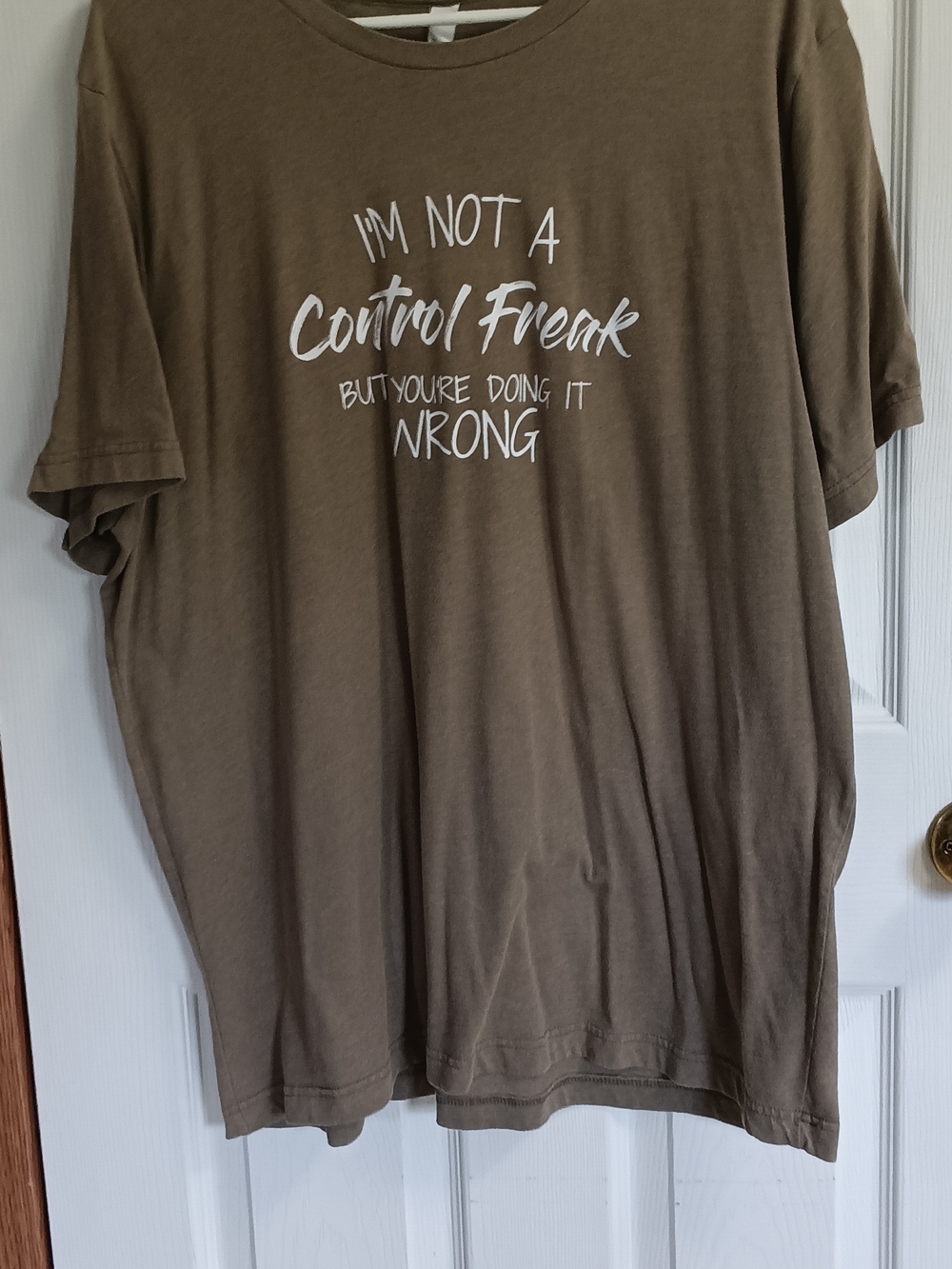 Bella Canvas Taupe Short-Sleeve Tee with White Script Graphic
